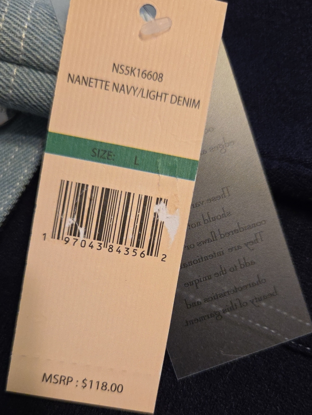 NWT " Nanette Lepore" Denim Trim Cropped Cardigan Woman's Size Large or X-Large - Picture 8 of 8